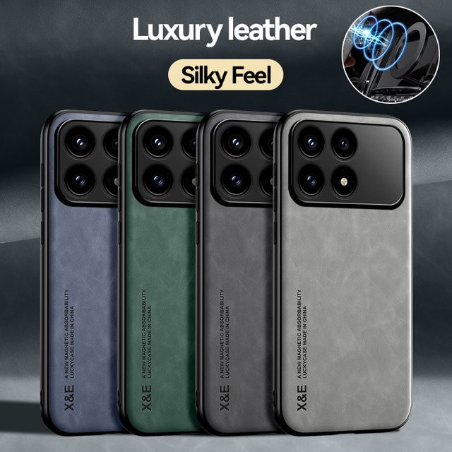 EUCAGR Luxus PU Leder Magnetische Stoßfeste Handyhülle für Redmi K90 Pro Max und Redmi K90 K90Pro in Schwarz mit Metallplatte - Bild 1