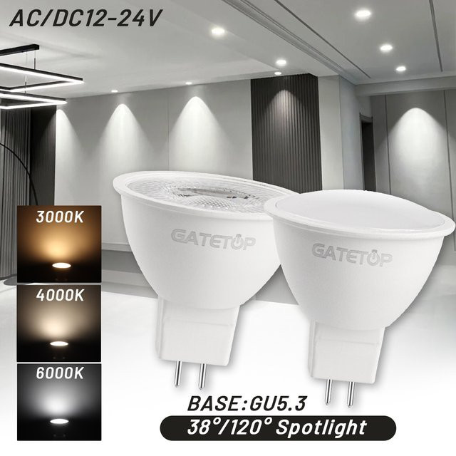 10 Stück Gatetop LED-Spotlicht MR16 GU5.3, 7 W, 700 lm, AC/DC 12 V 24 V, weißes Licht - Bild 1
