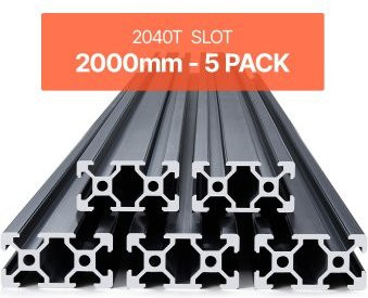 VEVOR 5er Set 2040 Aluminium-Strangpressprofil T-Nut, eloxierte Linearschiene nach europäischem Standard für 3D-Drucker, CNC-Maschinen und Lasergravur, Schwarz, Länge: 2000 mm - Bild 1