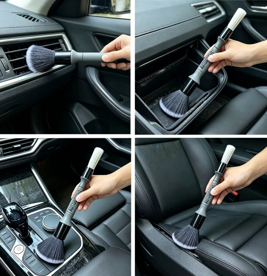 AUTOBRIGHT Doppelkopf-Autodetailing-Bürste mit weichen Borsten zur Reinigung von Autoinnenraum, Tastatur und kleinen Fugen - Bild 2