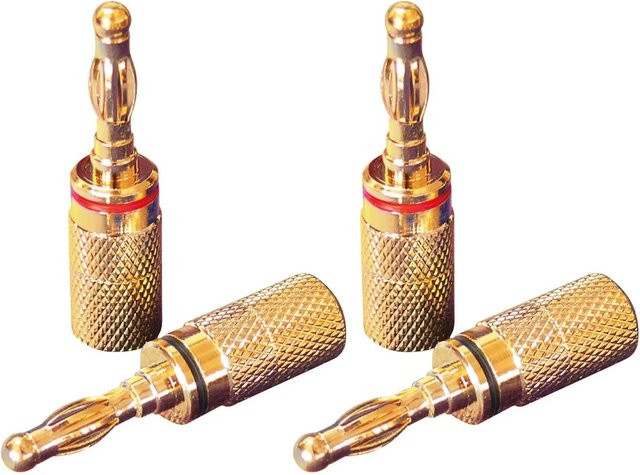 Dynavox Bananenstecker X-4003, 4 Stück, Schwarz, Rot, Gold - Bild 1