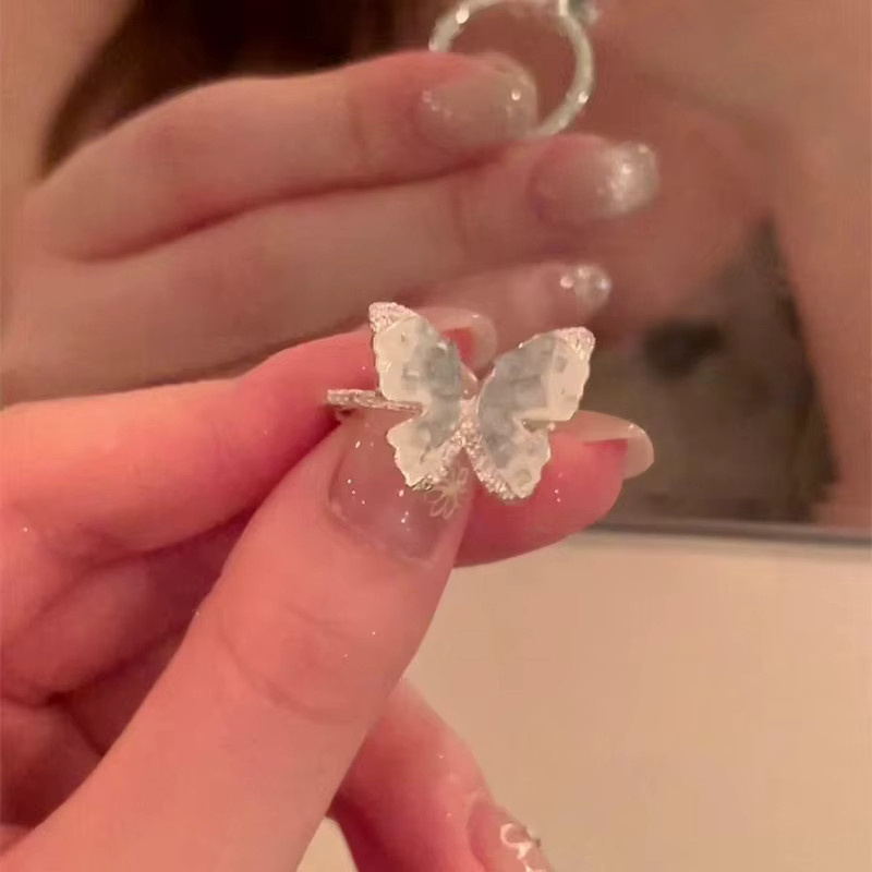 UOSU Knöchelring, Schmetterling, blauer Kristall, Zirkonia, Silber, Damen - Bild 3