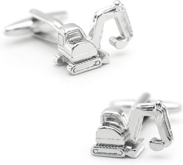 Igame Manschettenknöpfe, Bagger Design, Messing, Silberfarbe, Herren - Bild 1