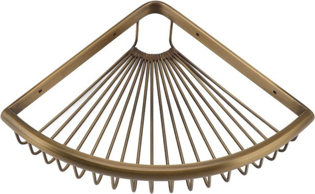 Fishine Eckdusche Caddy Vintage Dreieckiges Badezimmer Regal aus Metall in Gold, Wandmontage, Rostfrei - Bild 1