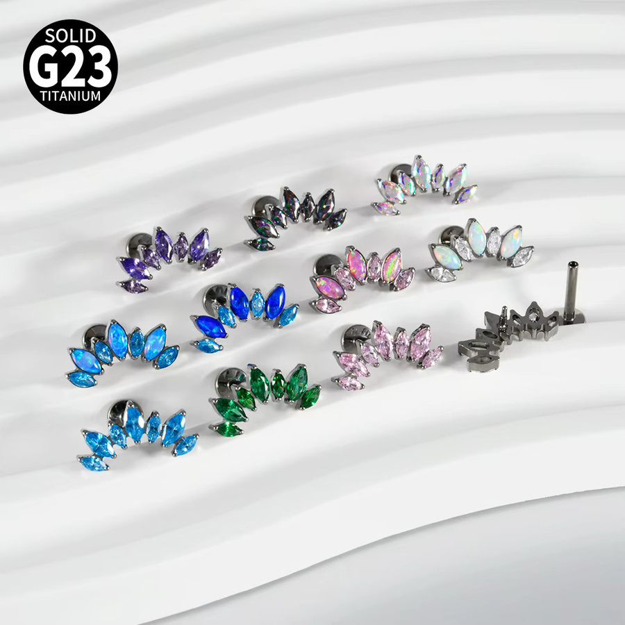 Piercing Ohrring Titan, Zirkonia, Silber, Unisex - Bild 2