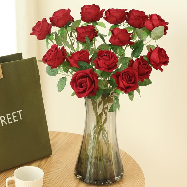 TTCY Künstliche Seidenrose in Rot für Dekoration, Hochzeit und Valentinstag - Bild 1