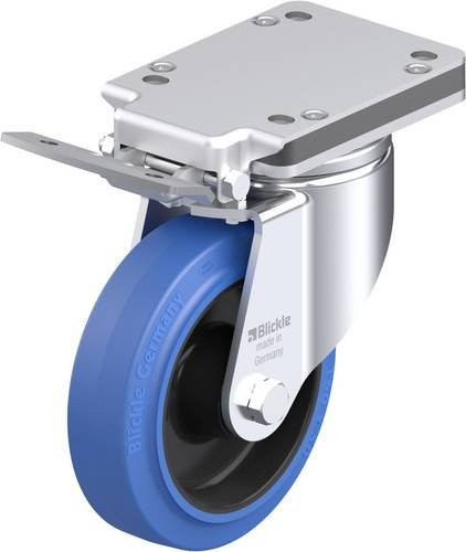 Blickle Stahlblech-Lenkrolle LH-POEV 160R-IS-SB in Schwarz-Blau mit 160 mm Rad-Durchmesser und 400 kg Tragfähigkeit - Bild 1