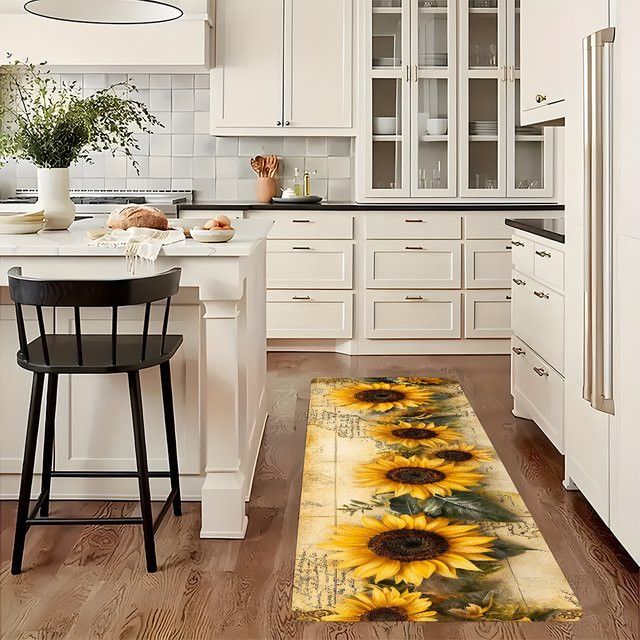 VIKAMA Küchenmatte mit Blumen und Pflanzen im Herbst-Sonnenblumen-Design für Innen und Außen - Bild 1