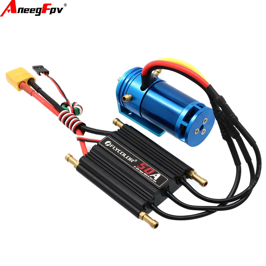 Aneegfpv Bürtenloser Power-Antriebssatz für RC-Boot, mit Wasserkühlungsmotor und Flycolor 50A ESC, Blau - Bild 2