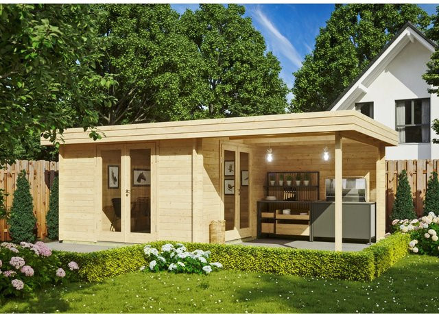 Fjordholz Gartenhaus Modell Ranja 44 Log Cabin Unbehandelt in Beige - Bild 1