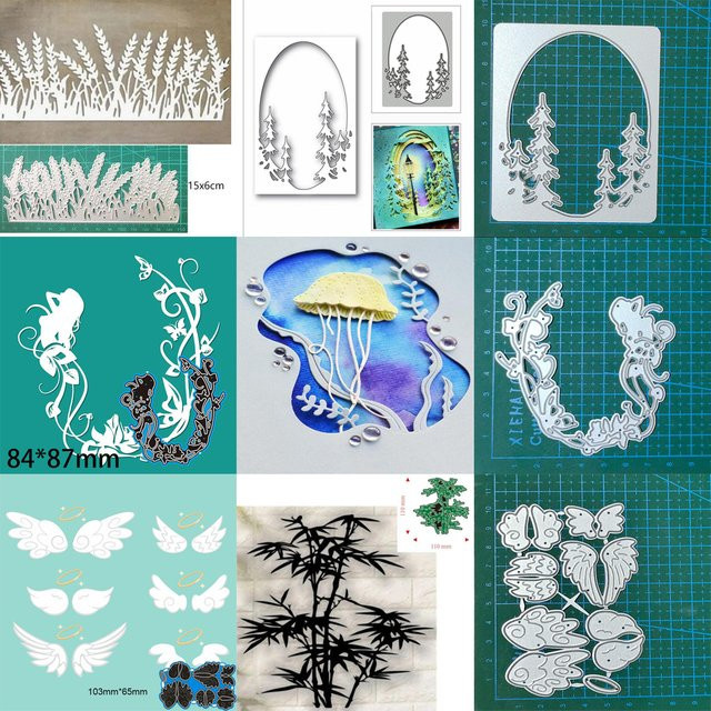Metall Stanzschablone für Bastelarbeiten mit Motiven wie Blume, Gras, Baum und Meerjungfrau zur Papiergestaltung - Bild 1