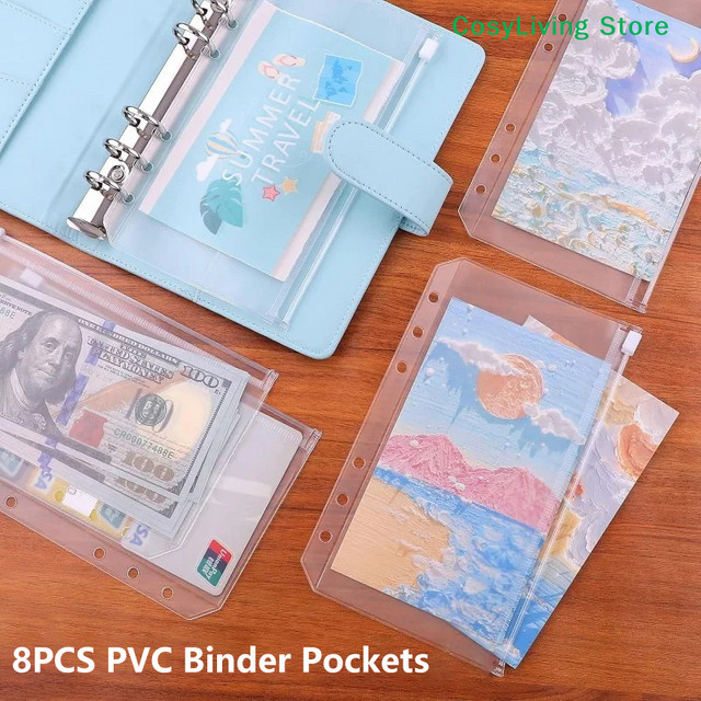 8 Stück transparente PVC-Bindertaschen mit Reißverschluss als Geldorganizer und Dokumentenablage in A5 und A6 - Bild 1