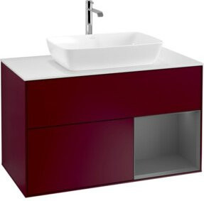 V&B Waschtischunterschrank Finion 100 mit Wandbeleuchtung in Weiß und Anthrazit B/T/H: 100 x 50,1 x 50,1 cm - Bild 1