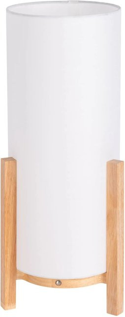 Näve Akkutischleuchte Madita LED dimmbar weiß/braun Durchmesser: 22 cm, Höhe: 48 cm - Bild 1