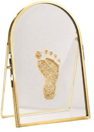 DIY Erinnerungsrahmen für Baby und Haustiere mit Sand und Meeres-Design, Metall-Set für Hand- und Fußabdrücke in Weiß und Gold - Bild 1