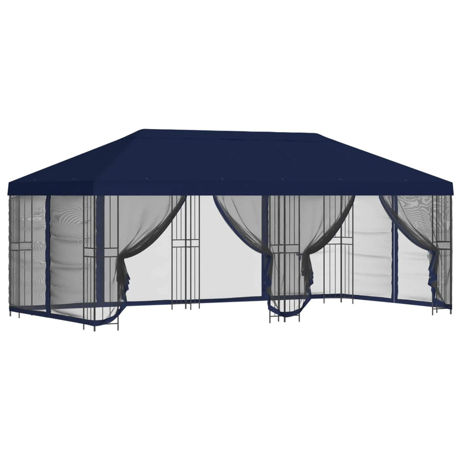 vidaXL Pavillon mit Seitenwänden aus Polyester und Stahl in Blau, B: 6 m, T: 3 m, H: 2,5 m - Bild 2