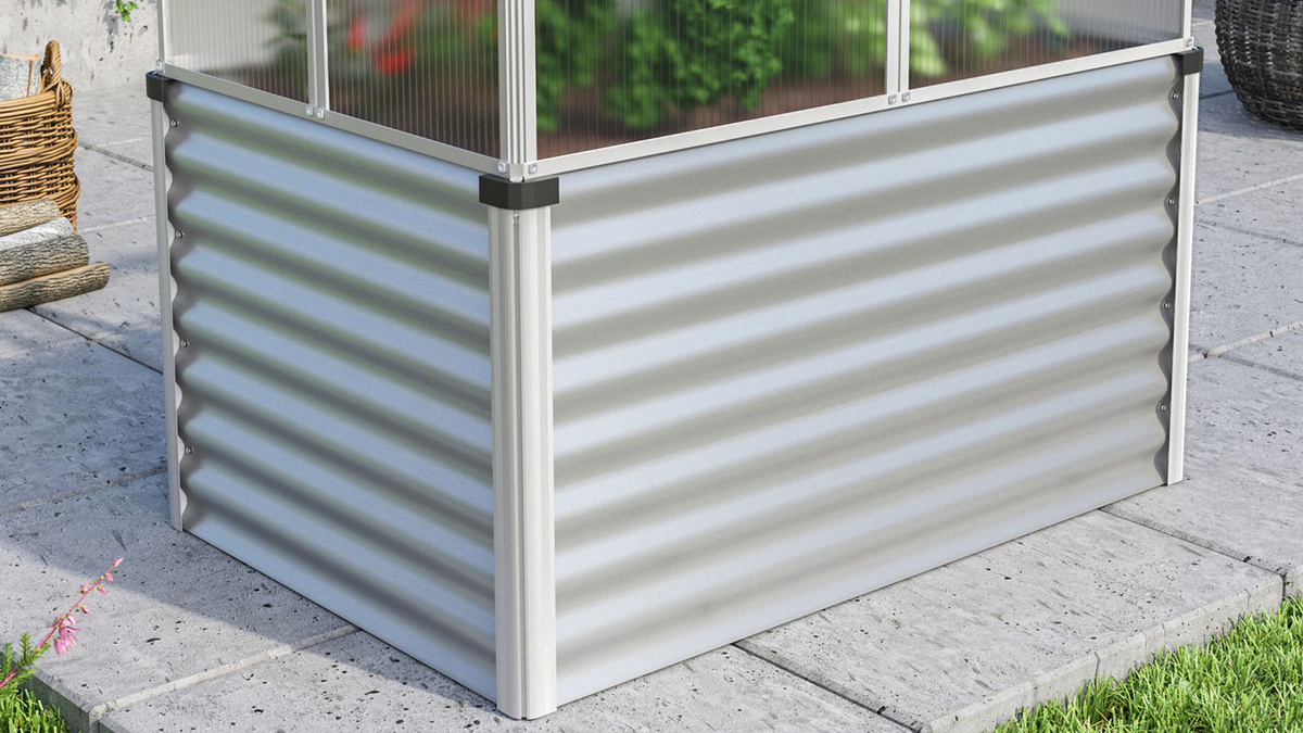 Vitavia Hochbeet Gaia Jumbo aus Aluminium in Silber mit Polycarbonat-Abdeckung, kippbar, B: 83 cm, T: 122 cm, H: 137 cm - Bild 4