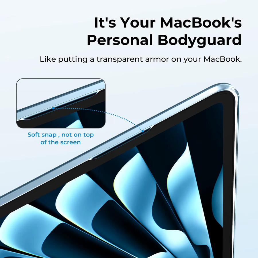 EooCoo Kristall-Kunststoffgehäuse für MacBook Air 13 Zoll (2023-2025), kompatibel mit Modellen A3241 M3, A3114 M2 und A2941, transparent/blau - Bild 2