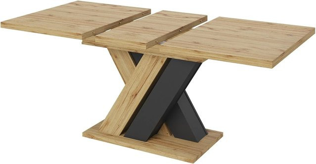 okwish Esstisch als ausziehbarer Küchentisch mit X-förmigen Beinen in Braun, B/T/H: 119 x 80 x 75 cm - Bild 1