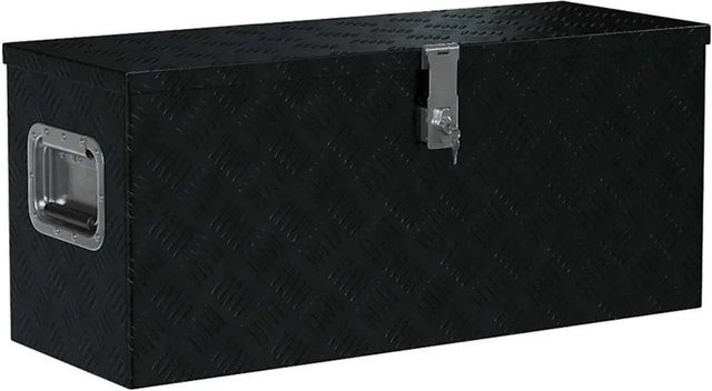 DELUKE Aluminiumbox mit Deckel und Schloss, abschließbare Alubox als Deichselbox oder Werkzeugkiste, Schwarz, B/T/H: 80 x 30 x 35 cm - Bild 1
