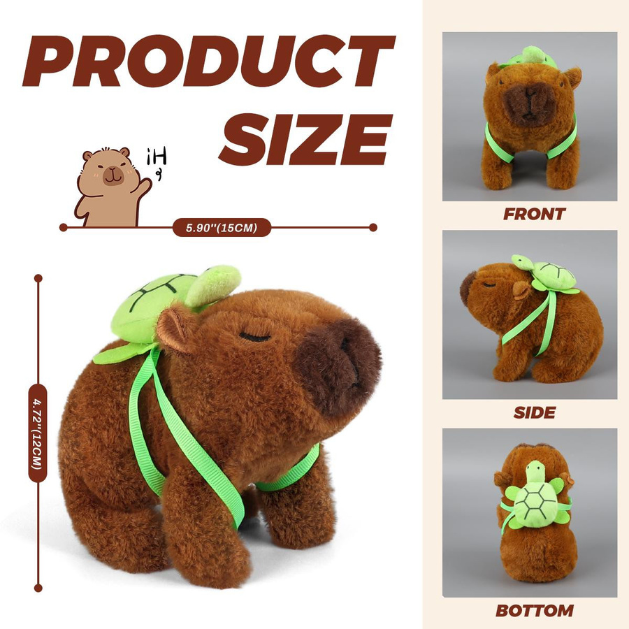Yiran toy Capybara Schildkröte Plüsch Puppe mit Laufgeräusch khaki - Bild 3