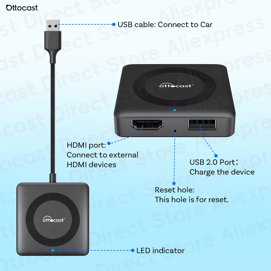 OTTOCAST Auto TV Mate Max 4 IN 1 Wireless CarPlay und Android Auto Adapter mit TV Stick und Mirroring in Schwarz für Toyota Lexus RAV4 Corolla - Bild 6