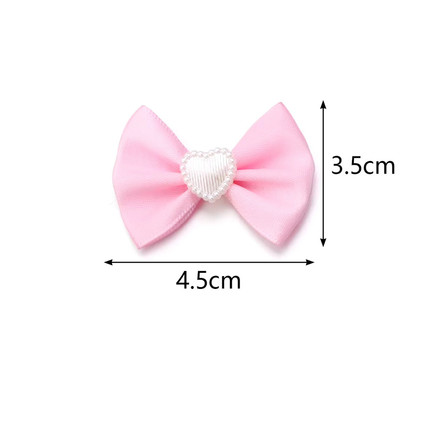 20 Stück farbige Polyester-Satinband-Schleifen mit Perlen-Dekoration für DIY-Kleidungszubehör, B: 3,5 cm, H: 4,5 cm - Bild 2
