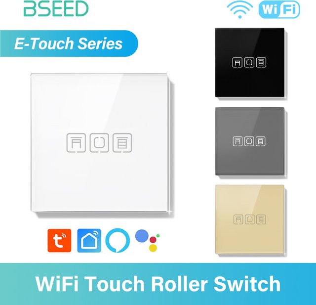 BSEED WLAN-Rollenschalter Smart Tuya Touch-Schalter E-Serie zur drahtlosen Steuerung von Rollläden, kompatibel mit Google Alexa und Smart Life App, in Grau oder Weiß - Bild 1