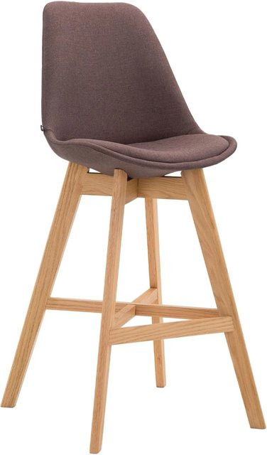 DELUKE Barhocker DUMIR in Braun mit Lehne und Stoffbezug, B/T/H: 48 x 56 x 112 cm - Bild 1