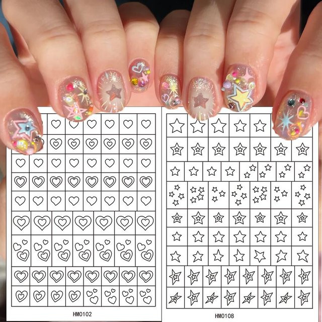 MAFANAILS Nagelaufkleber Hohlstern-Liebes-Nagelkunst-Spray-Sticker, 2 Stück - Bild 1