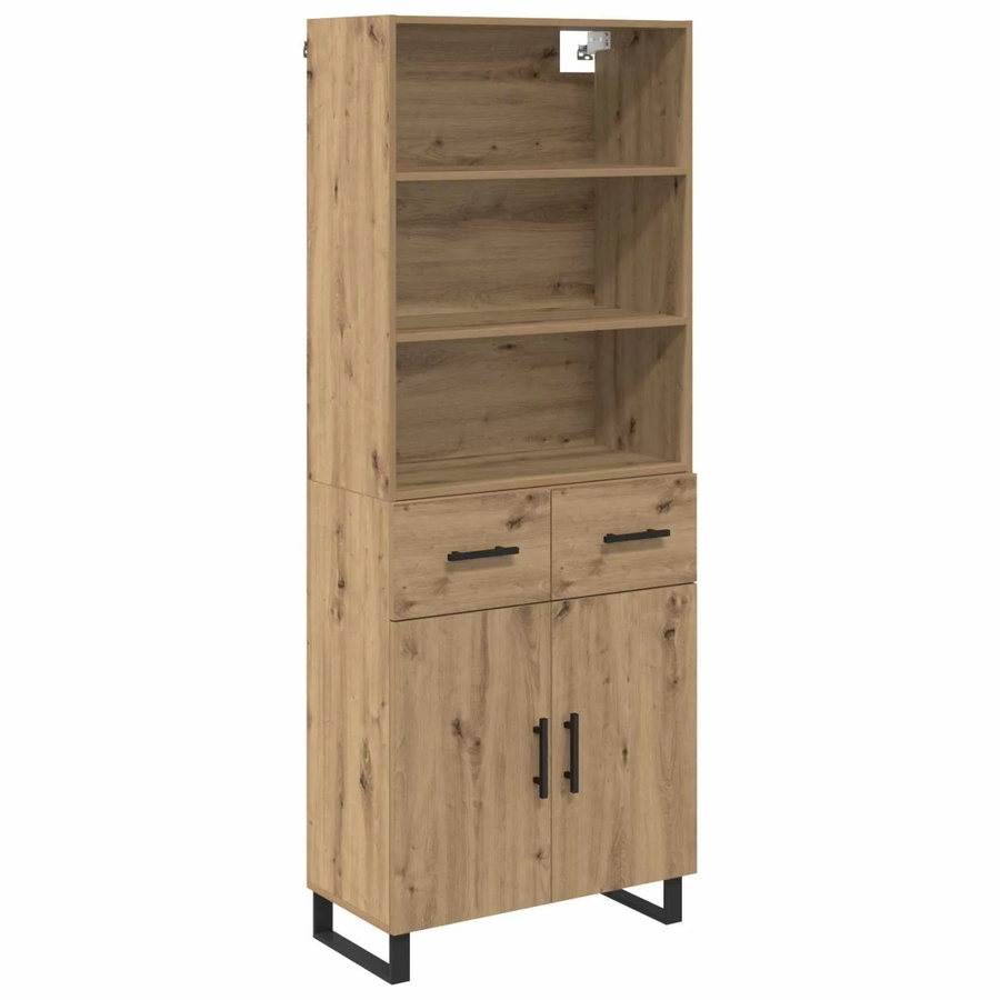 vidaXL Highboard Artisan-Eiche in Braun mit Türen und Schubladen, B/T/H: 69,5 x 34 x 180 cm - Bild 2