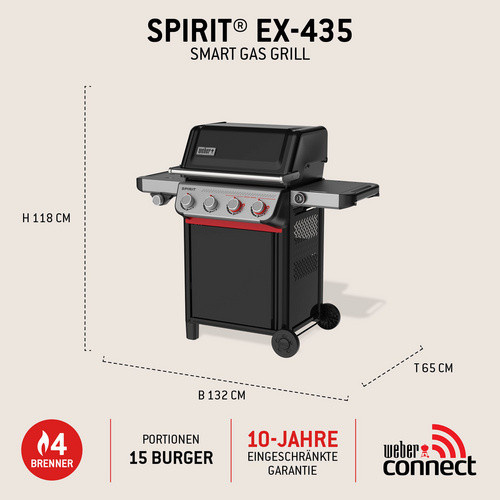 Weber Gasgrill Spirit EX-435 in Schwarz mit 4 Brennern, Sear Zone und Weber Connect - Bild 3