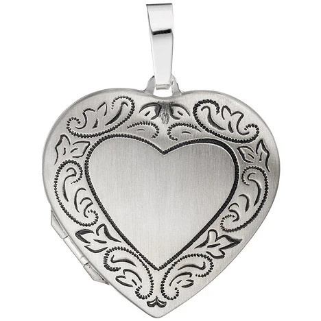 Colfem Anhänger Medaillon Herz, 925 Silber, matt geschwärzt, Unisex - Bild 1