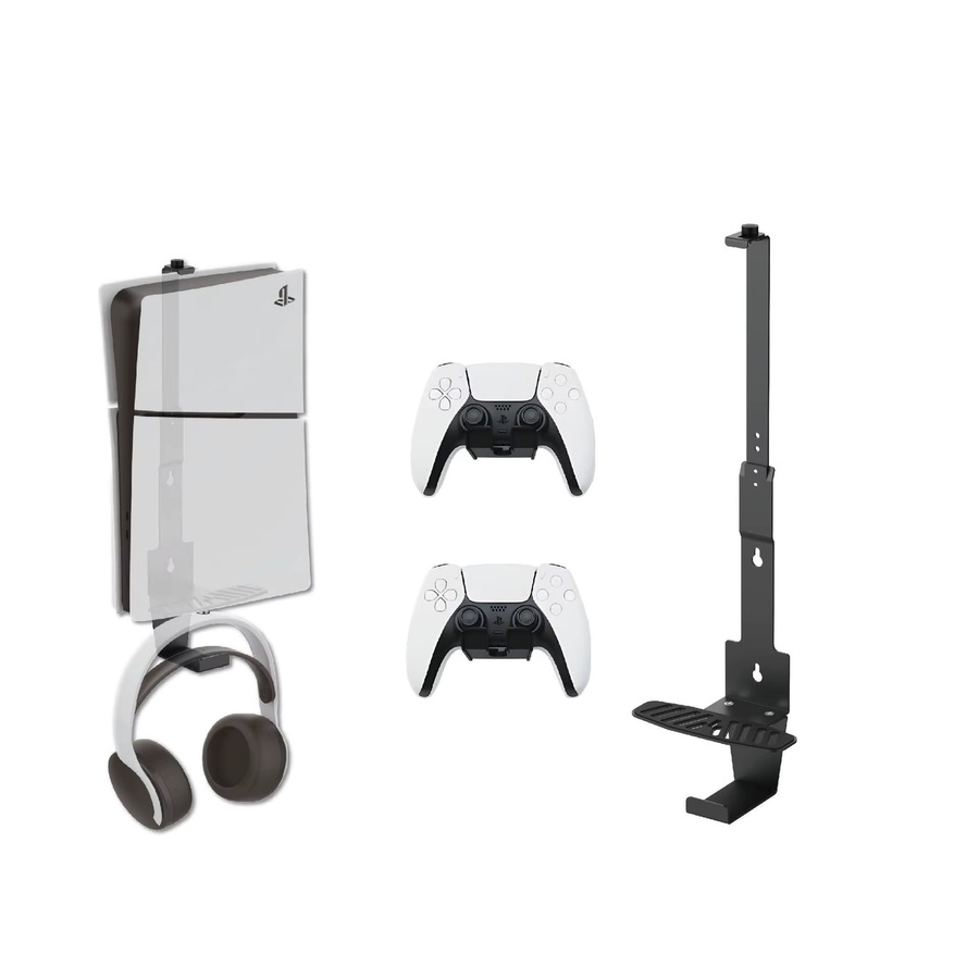 Mairuige Wandmontierte Universalhalterung für PS5, PS5 Slim und PS5 Pro in Schwarz/Weiß, B: 38,9 cm, T: 14,5 cm, H: 4,5 cm - Bild 1