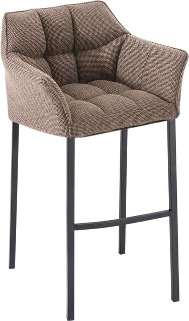 DELUKE Barhocker GIBEL mit Lehne aus Stoff in Terrabraun und Schwarz, B/T/H: 64 x 48 x 110 cm - Bild 1