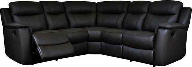 Vente-unique Relaxsofa Evasion in Schwarz, L-Form mit Kunstleder und verstellbarer Kopfstütze, Breite: 217 cm - Bild 1