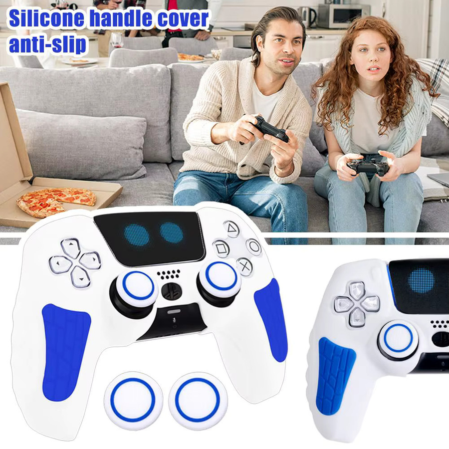 Astro Bot Silikon Griff Schutzhülle für PlayStation 5 mit Touchpad Aufkleber, Anti-Rutsch und schweißfest, Farbe: Weiß - Bild 4