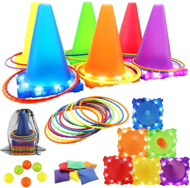 Fashnics 3-in-1 Ball- & Ring- & Bohnensack-Kegel-Wurfspiel Spielset, mit Licht, ab 3 Jahre - Bild 1