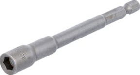 BGS Steckschlüssel-Einsatz Sechskant 2763 extra lang für Bohrmaschinen mit Außensechskant 6,3 mm 1/4 Zoll SW 7 mm in Silber aus Edelstahl - Bild 1
