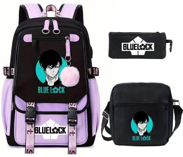 3-teiliges Schulrucksack-Set in Schwarz aus Oxford-Stoff mit großem Fassungsvermögen inklusive Schultergurt und Federmäppchen - Bild 1