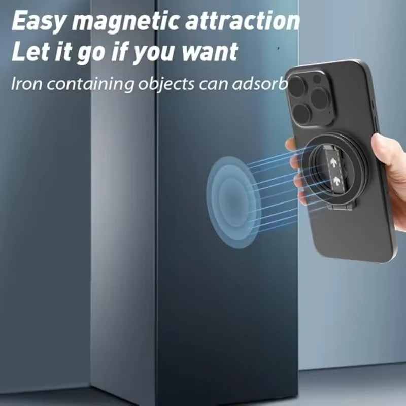 Magnetischer Ringhalter für MagSafe, faltbare doppelseitige Handyhalterung für iPhone und Samsung, Farbe: Silber - Bild 2