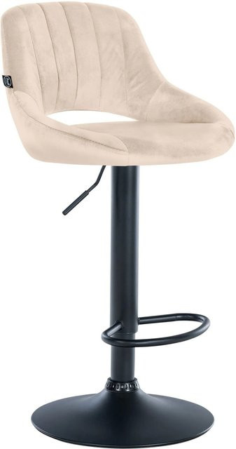 DELUKE Barhocker SEGAD mit Lehne aus Samt in Creme und Schwarz, B/T/H: 47 x 48 x 85 cm - Bild 1