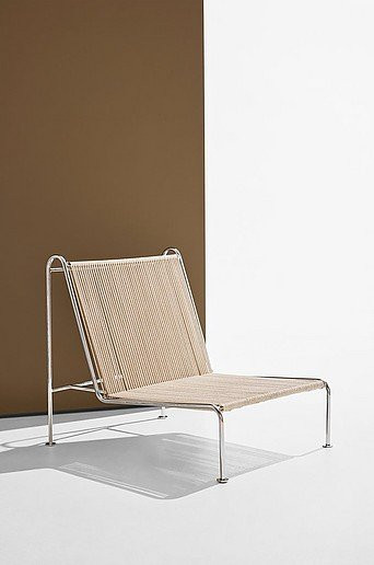 Alfie Loungesessel in Pastill mit Metallrahmen und Cord-Stoff in Beige, Weiß und Silber - Bild 1