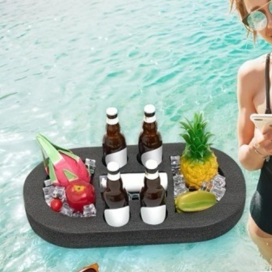 Beijieete Schwimmender Getränkehalter für den Pool, Wasserdichte Eisbar mit Mehrloch-Design, Schwarz - Bild 1