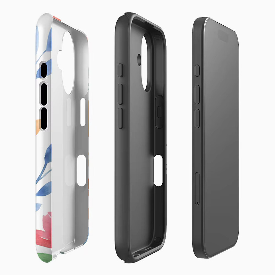 Aquarelllaub Handyhülle für iPhone 17 16 15 14 13 12 11 Pro Max Plus mit doppelschichtiger Rückseite in Multicolour - Bild 2