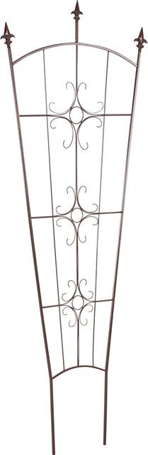 Spalier aus Eisen in V-Form, pulverbeschichtet, Bronze, Höhe: 180 cm, Breite: 70 cm, Tiefe: 1,5 cm - Bild 1