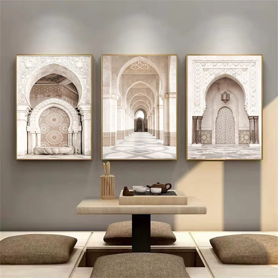 Moderner Leinwand Kunstdruck ARDOR Islamische Arabische Architektur Marokko Tür Wandbild in Beige - Bild 2