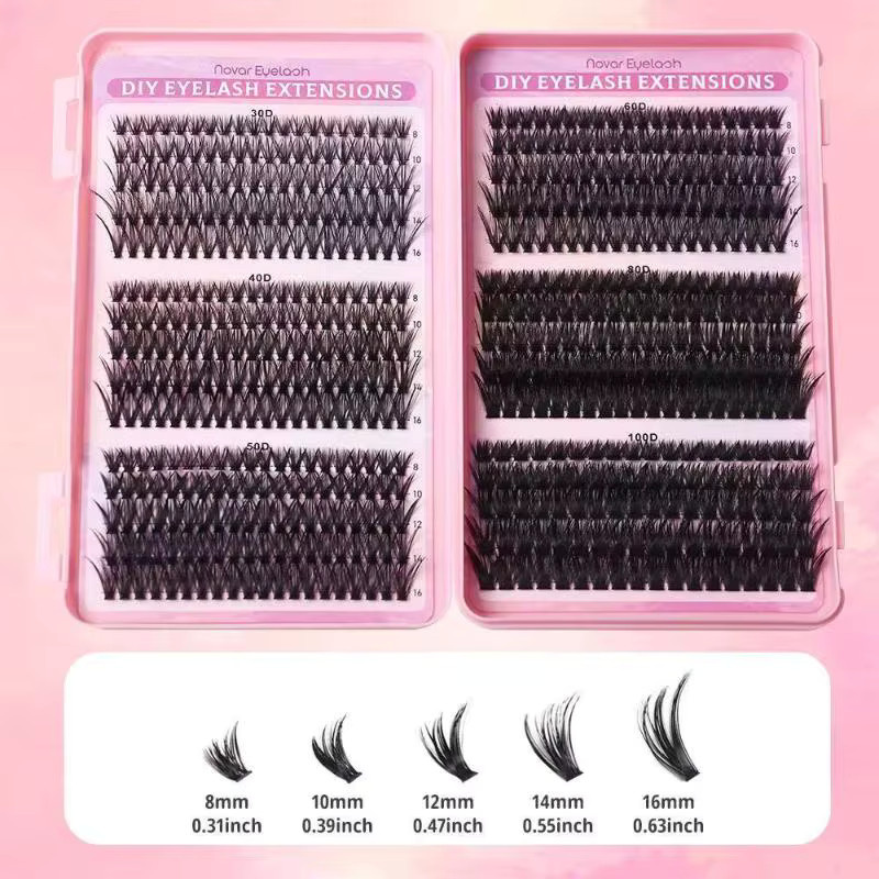 HNKMP Cluster-Wimpern-Set, D-Curl, Unisex - Bild 3