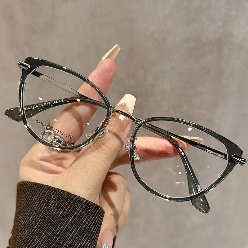 Cat Eye Korrektionsbrille für Damen, Vollrand, Metall, Gold, Blaulichtfilter - Bild 3