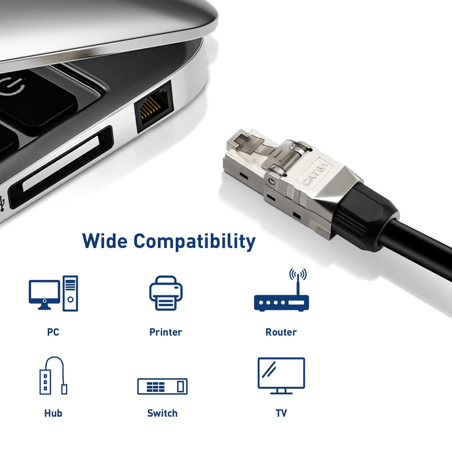 ZoeRax RJ45 Cat6A Steckverbinder, geschirmte werkzeuglose modulare Anschlussstecker für 10G LAN-Kabel, Farbe: Silber - Bild 4